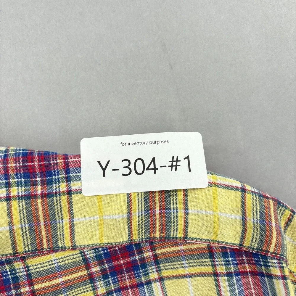 Polo Ralph Lauren Shirt Mens Medium Yellow Red Plaid Button Down‎ Tartan Blake
